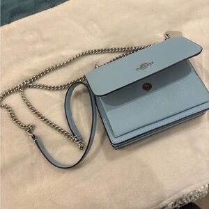 Coach Sky Blue Crossbody Bag with Chain Strap